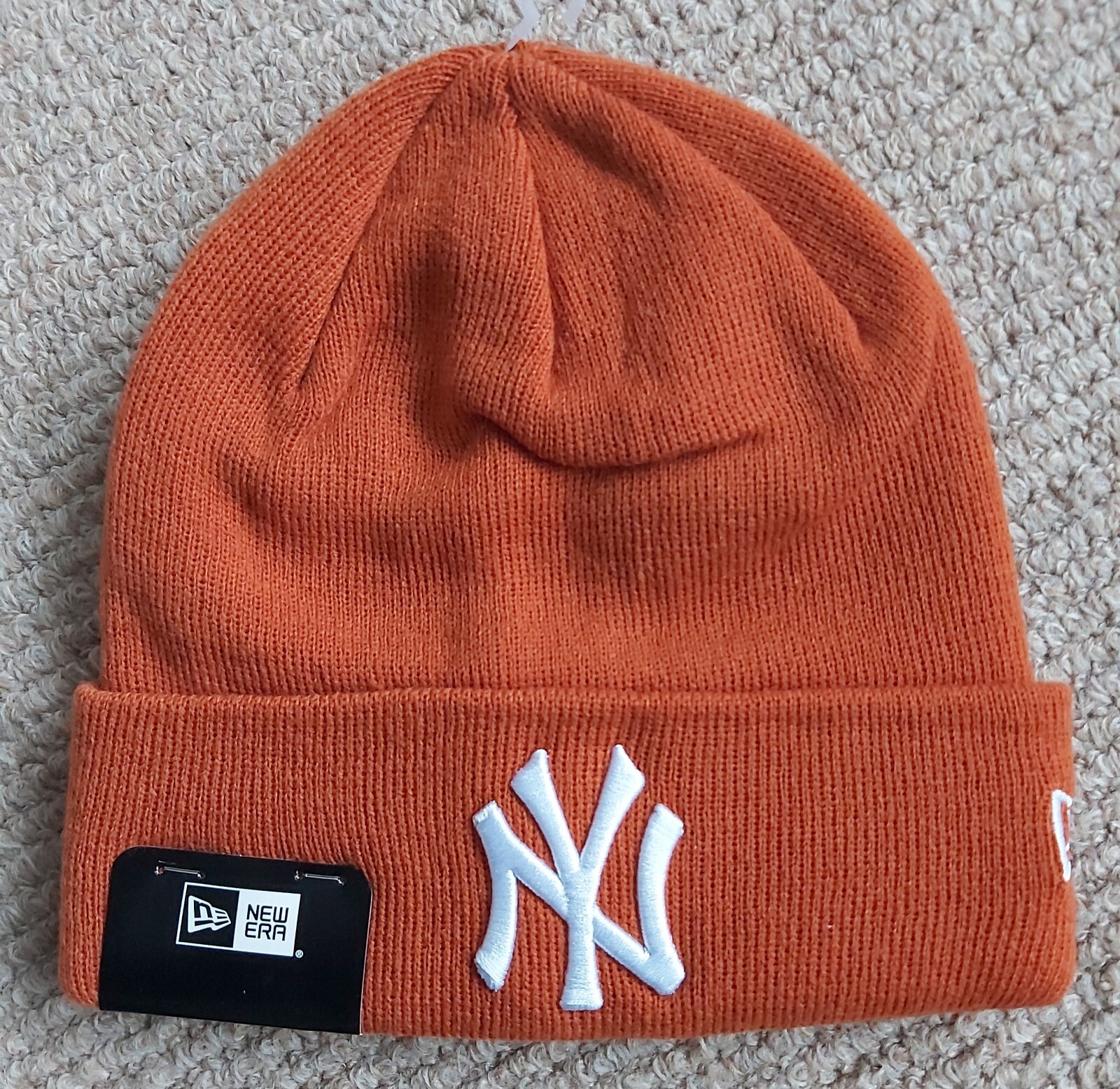 NEW YORK YANKEES Burnt Orange NEW ERA Baseball Cuff BEANIE HAT MLB Toque Adult