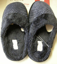 Tru Fit Slippers, Plush Bedroom Clogs, Size Small 5-6 , Navy, Ladies, New