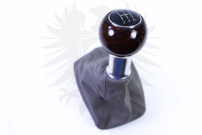 Genuine OEM Audi A4 A6 8E B6 B7 5 Speed Jive Gray Leather & Wood Shift Knob Boot