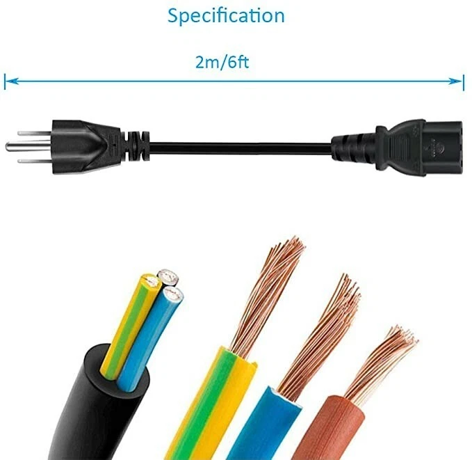 AC Power Cord Cable 3 Prong Plug Standard PC Computer Monitor Desktop Printer TV - Image 3 of 3