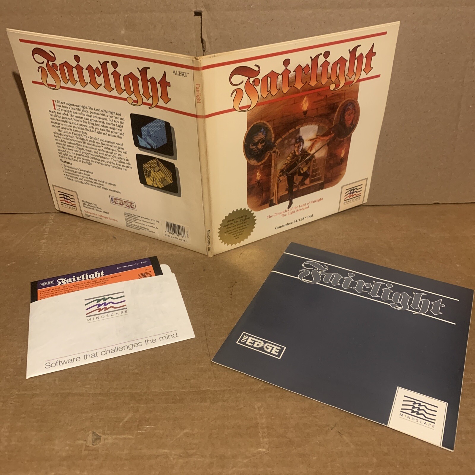 Fairlight Mindscape Commodore 64 (C64), Big Box CIB 1985 RPG Vtg Game