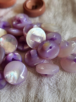Lot De 18 Boutons Vintage Violet à Strass - Pied Plastique 1,3 Cm - Ref 1992 - Occasion