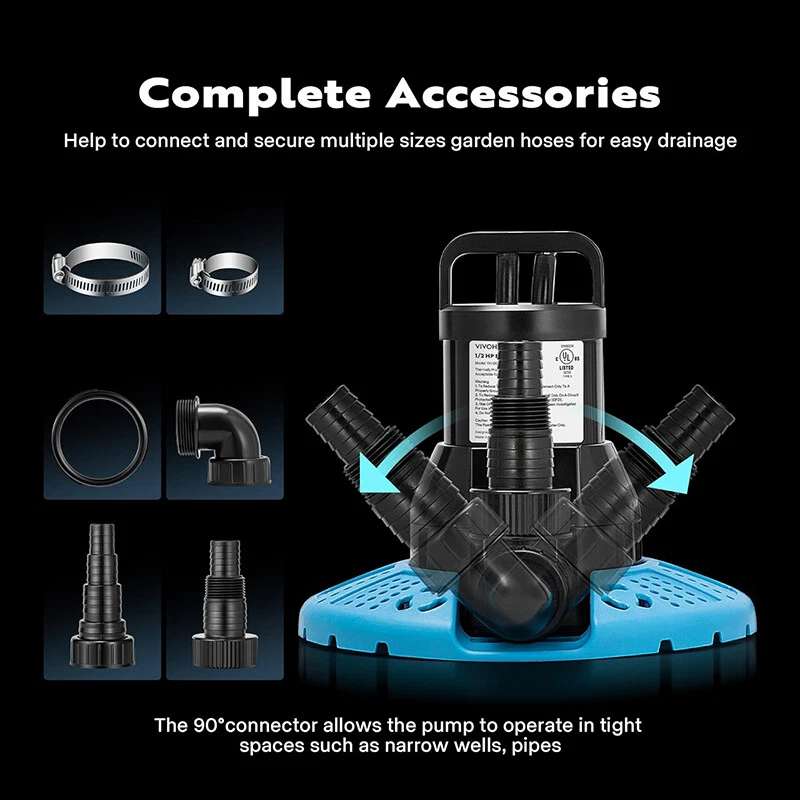 1/2 HP Automatic Pool Cover Pump 3200GPH Water Removal 115V Sump Pump 25FT Cord - Image 4 of 4