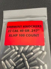 22  CAL 40 GRAIN XLHP .217" SLUG / PELLETS  FROM VARMINT KNOCKERS