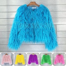 Women Shaggy Faux Fur Coat Winter Warm Jacket Fluffy Cardigan Overcoat Outwear