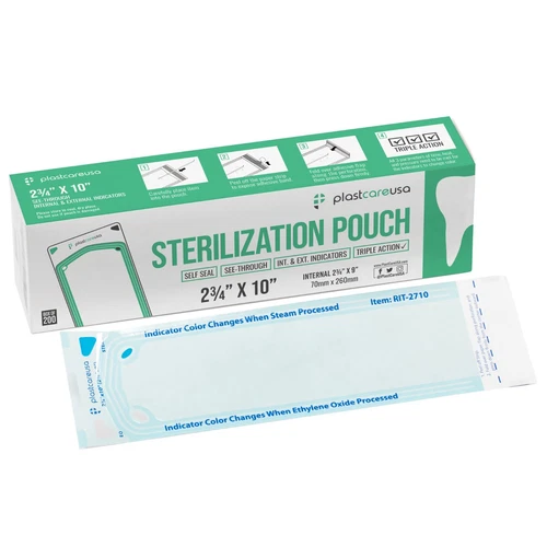 2.75" x 10" Self-Sealing Sterilization Pouches for Autoclave (Choose Quantity) - product listing photo