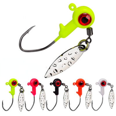 50pcs/Box Fishing Jigs Underspin Jig Heads with Willow Blade