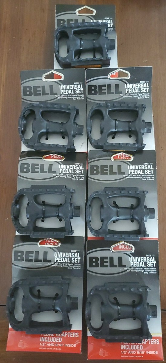 Lot De 6 Pédales De Vélo Universelles Bell Kicks 350 - Adaptateurs Inclus, Filetage 1/2" - 9/16"