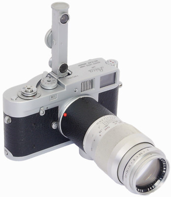 Leica M1 + LEITZ Wetzlar Elmar 1:4/135mm Objektiv + Leitz SHOOC + FOKOS Entfernungsmesser