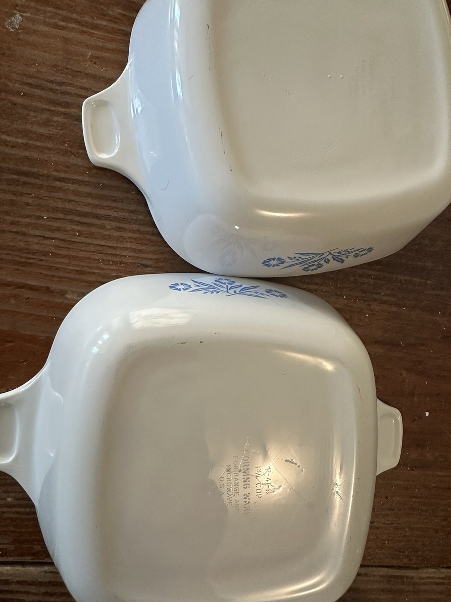 Vtg corning ware blue corn flower casserole Set (4) 2x 2 4/4 2x 1