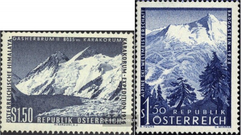 Austria 1036,1040 (edición completa) nuevo 1957/8 Karakórum, esquí