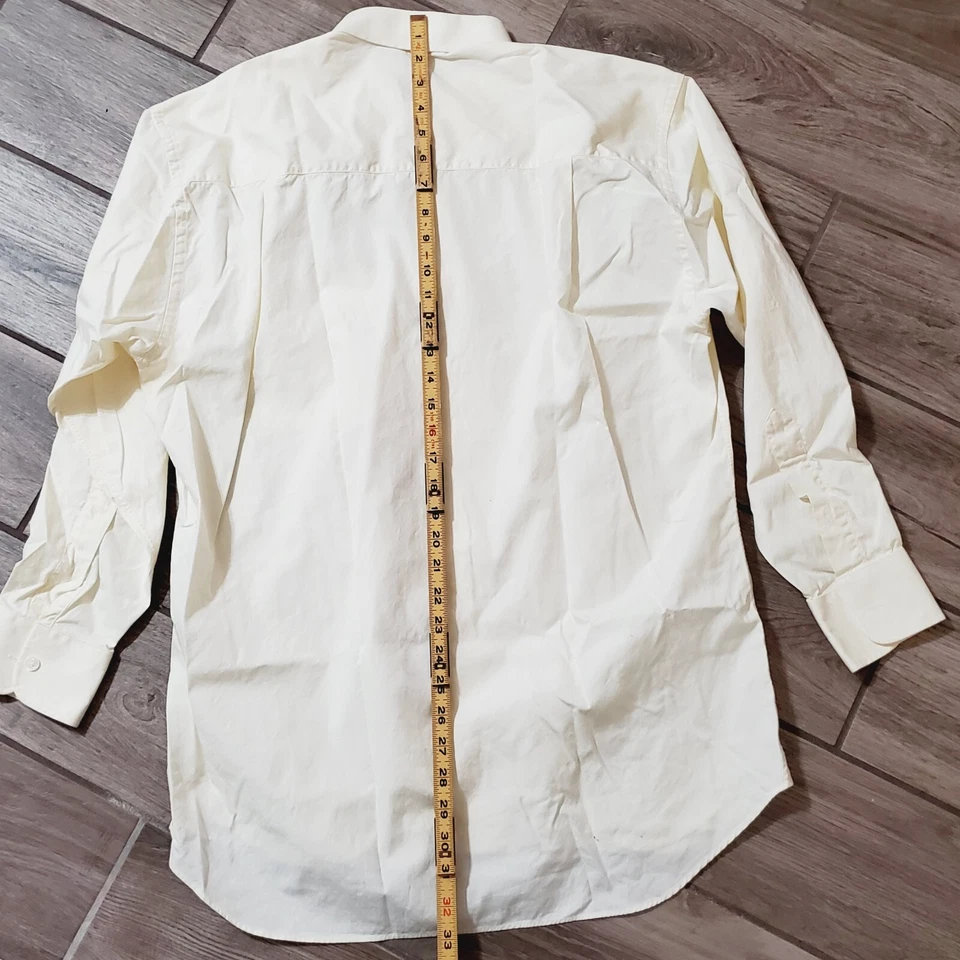 Camisa de vestir para hombre Ike Behar patrón crema lisa talla 16-33" Foto 4 de 4