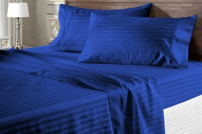 Egyptian Cotton 1000-1200 TC Bedding Collection Royal Blue Stripe Select Item