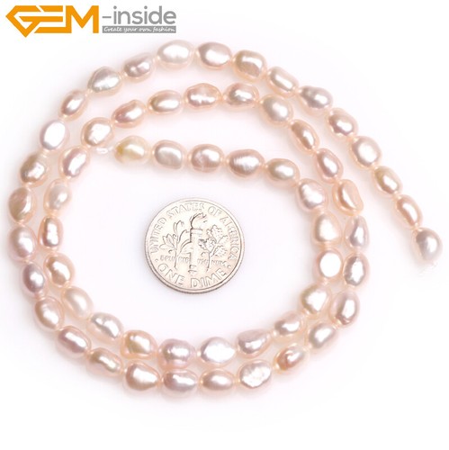 Freshwater Pearl Gemstone Rice Loose Beads For Jewelry Making 15" 5-6x6-8mm - Picture 27 of 196