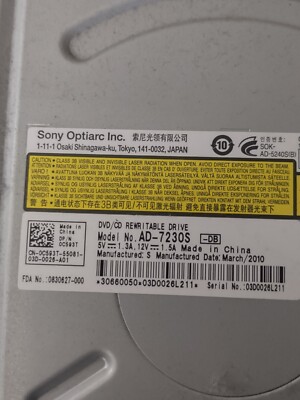 SONY OPTIARC #AD-7200S REWRITABLE DRIVE DVD/CD SATA | eBay
