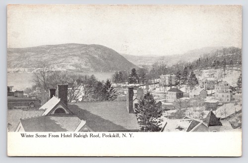 Blick vom Hotel Raleigh Downtown Winter Peekskill New York NY UDB 1900er Postkarte