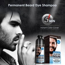 Permanent Men Black Beard Simple Hair Dye Color Shampoo Darkening Hair 200ml US