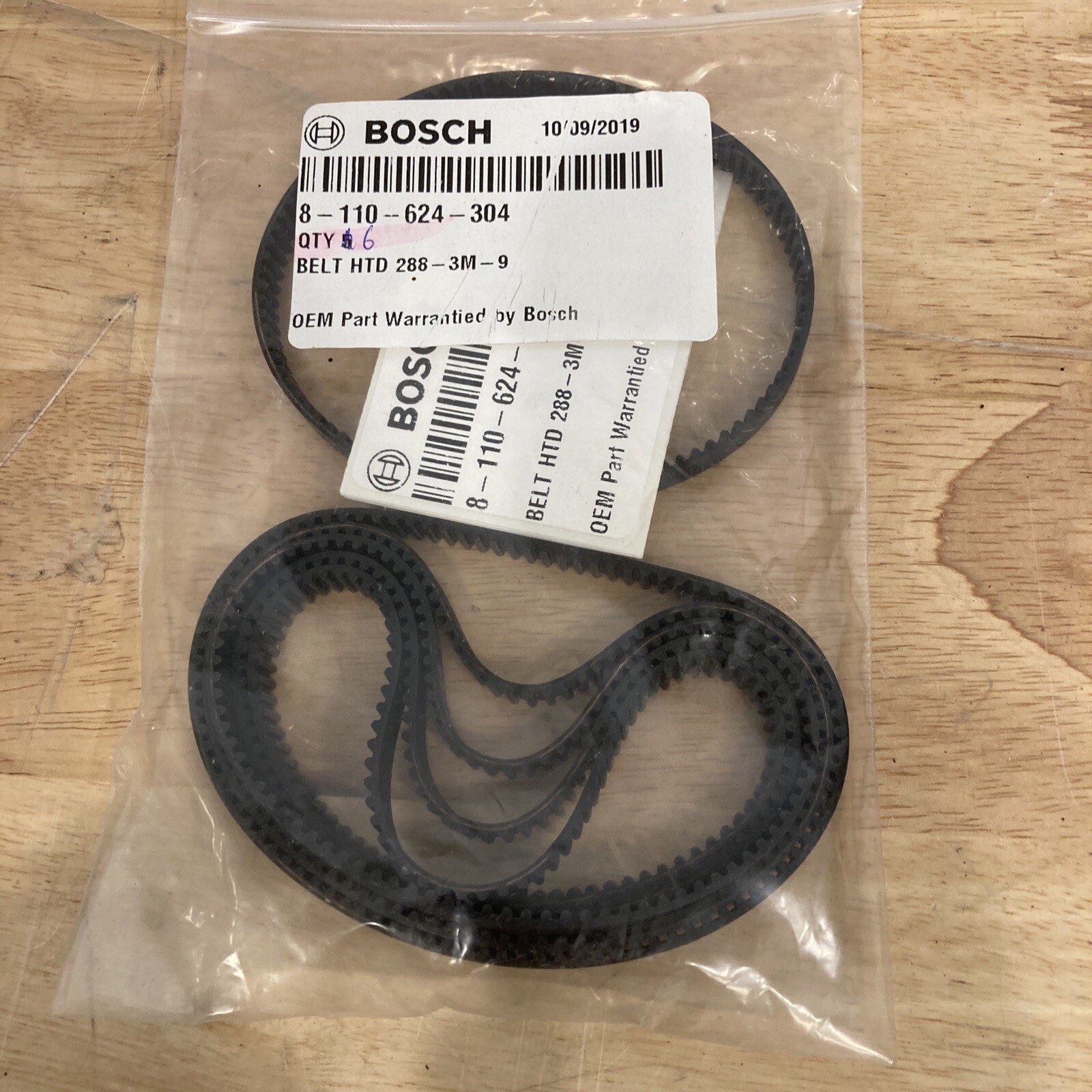 Bosch Syntegon 8-110-624-304 Timing Belt HTD 288-3M-9MM (6 Belts)