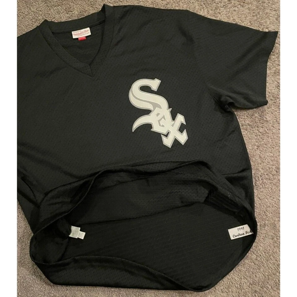 Camiseta deportiva de práctica de bateo para hombre Mitchell & Ness Chicago White Sox Carlton Fisk #72 Foto 3 de 4