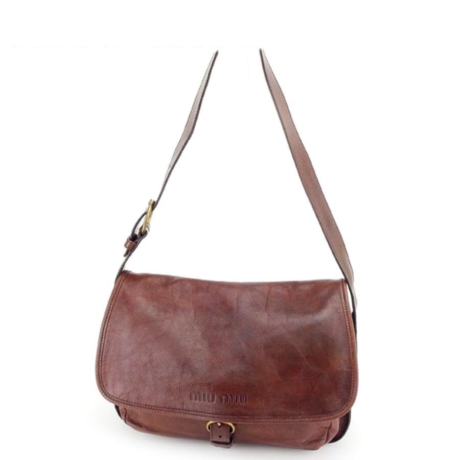 ショルダーバッグ・ポシェット MIU MIU Women Messenger Bags 5BD270VOOOACRMF0NBL Brown Miu Miu Women's Messenger Shoulder Bag Brown Leather 12.20x8