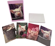 Piglets At Play Blank Notecards Set of 20 with Envelopes 4.25 x 6" Pigs Boxed