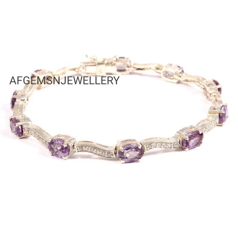 Pulsera Tennis Pulsera Cambiante de Colores 7x5mm Corte Ovalado Pulsera Alejandrita Foto 2 de 4