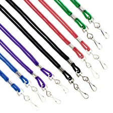 25 Premium Round ID Badge Neck Lanyards for Card Holders & Name Tags -J Hook 36"
