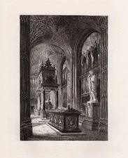 WAIT CHECK       Original TOUSSAINT 1800s Etching "Chapel in Westminster Abbey"
