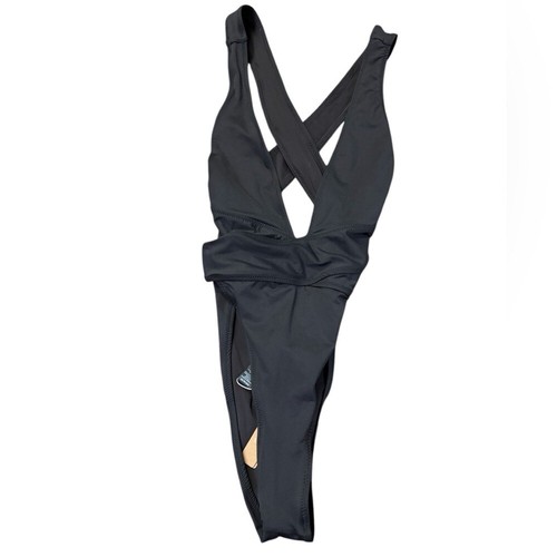 Skims Swim Cut Out Plunge Monokini Swimsuit Women's Oynx Pool Ocean X-Small NWT - Picture 4 of 9