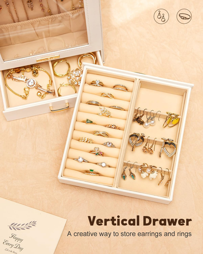 Jewelry Organizer Girls Women Jewelry Box for Necklaces Rings Earrings Gift Brac - Picture 8 of 12