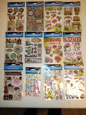 Lot 12 Pop Up Butterfly Flowers Birds Stickers, 3-D Stickers, Scrapbooking NEW