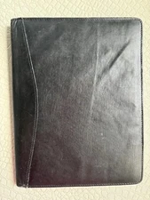 VTG Design-A-Day Leather Portfolio Padfolio Black 10 X 13” Double Pen Loops FLAW