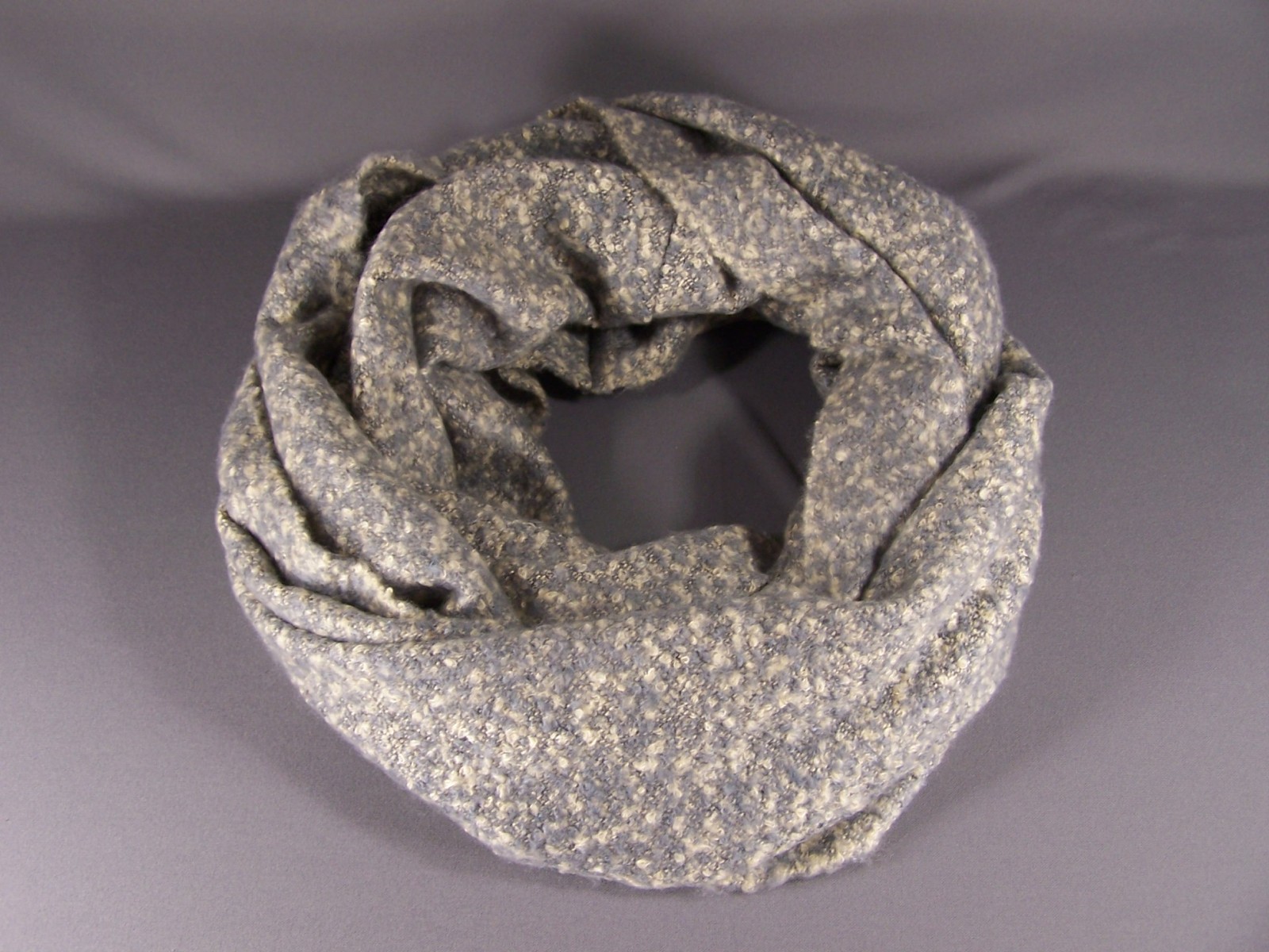Grey Cream scarf 2tone super soft knit circle infinity endless loop ...