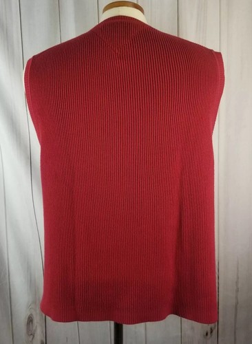 Tommy Hilfiger XL Red Sweater Vest Golf 100% Lightweight Knit Cotton Logo Preppy - Picture 4 of 4
