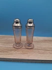 Jeannette Poinsettia Pink Depression 2 Salt And Pepper Shakers Glass Floral