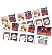 2021 USPS SHEET OF 20 FIRST CLASS LETTER STAMPS A VISIT FROM ST NICK 78¢
