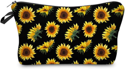 Cosmetic Bag for Women, Sunflower Flowers Waterproof Makeup Bags Roomy Toiletry