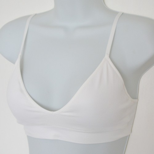 Maglione reggiseno imbottito senza ferretto H&M M medio bianco senza cuciture costine inserto rimovibile - Foto 2 di 7