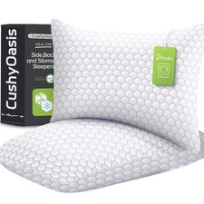 Almohada de espuma con funda de almohada lavable tama  o Queen juego de 2 US NEW