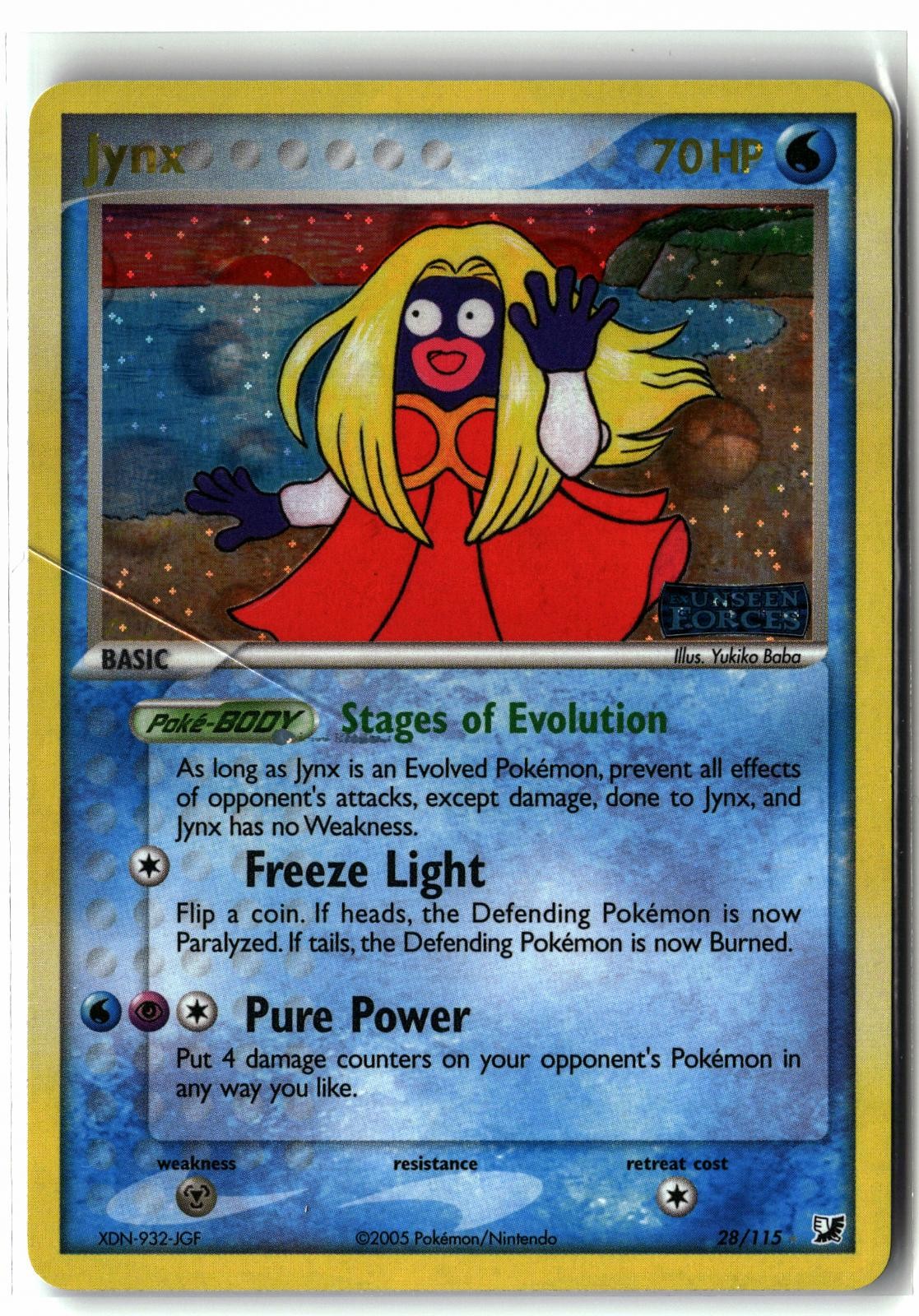2005 Jynx ⭐️ 28/115 Reverse Holo Rare Unseen Forces Stamped Pokemon MP