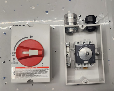 SOCOMEC 22143503 Enclosed AC Switch Disconnect, SIRCO M 30A, 3P, Red Handle