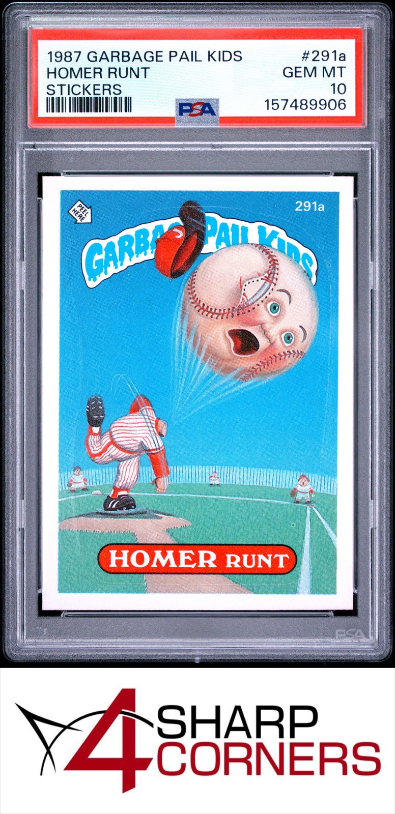 1987 GARBAGE PAIL KIDS STICKERS #291a HOMER RUNT SERIES 7 PSA 10