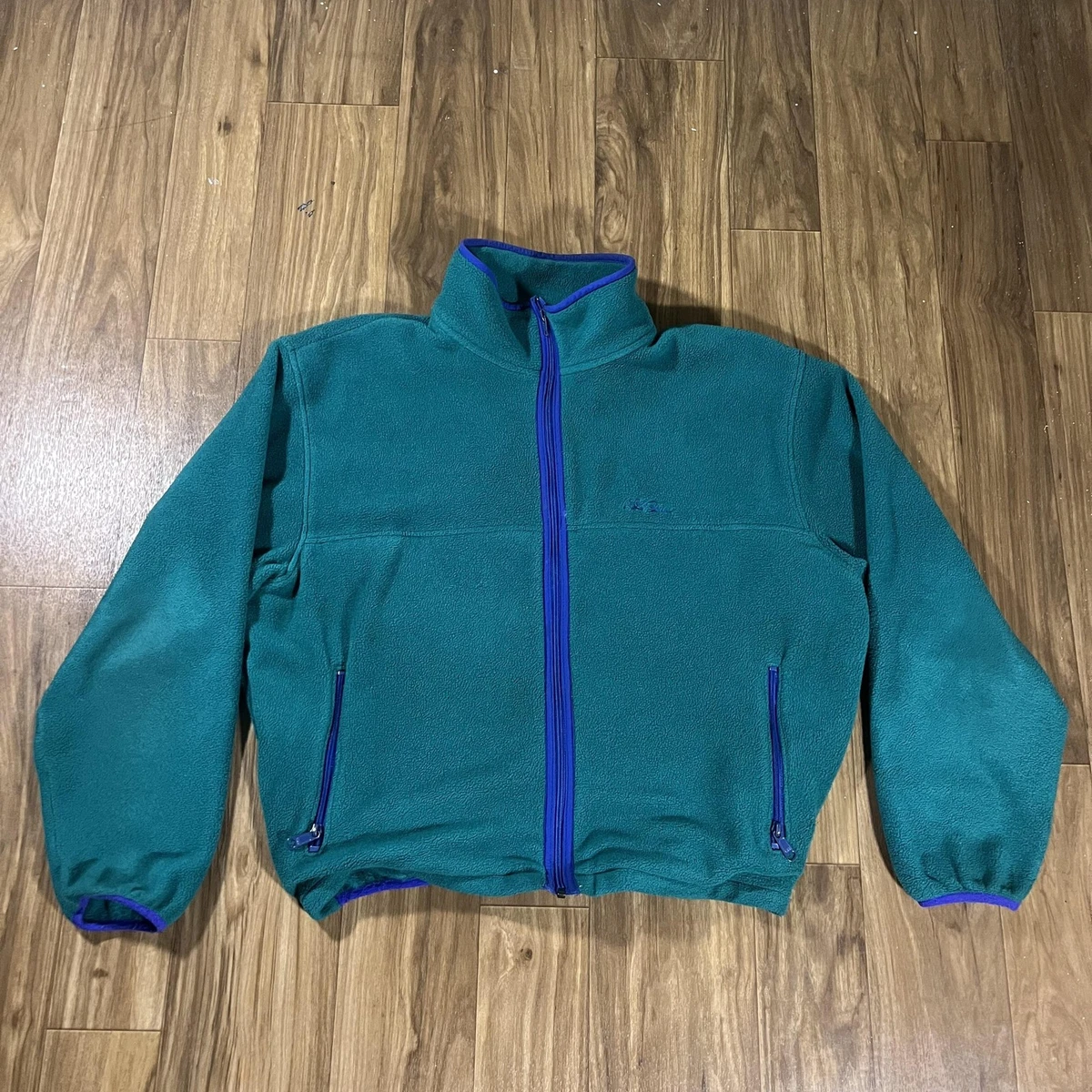 Vintage L.L. Bean Jacket Mens Large Green Fleece Full Zip Bomber