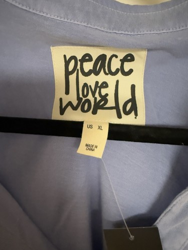 Peace Love World Women's Pullover V-Neck Tee Solid Indigo Blue Xlg Soft