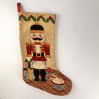 VTG Wool Cross Stitch Needlepoint Christmas Stocking Nutcracker Soldier Lined