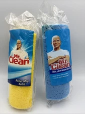 2 MR. CLEAN Roller Mop Refills Easy Replacements Sponge Head. Brand New 