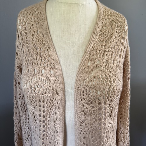 Chelsea & Theodore Open Knit Crochet Longline Open Front Duster Cardigan Sz S - Picture 4 of 10