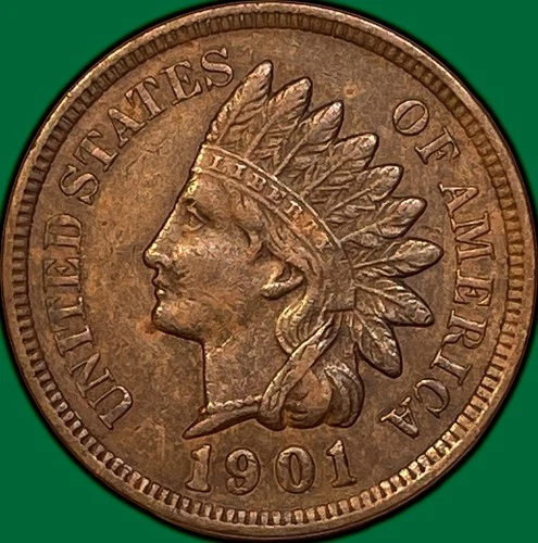 1901 Indian Head Cent Choice Extremely Fine XF+ Coin #36093