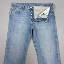 Levis 501 Jeans Mens 34x30 Blue Button Fly Denim Pants Original Faded Stretch