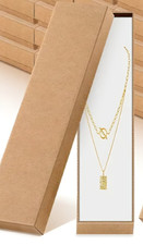 Cardboard Kraft Paper Necklace Jewelry Gift Boxes Bulk 103 Sponge Filled 8x2x1